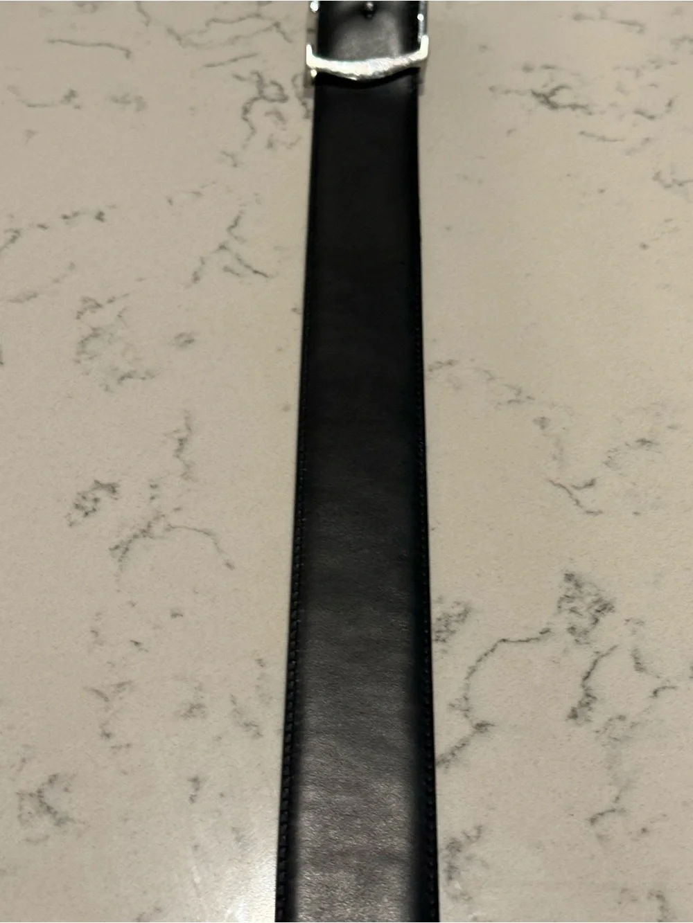 Louis Vuitton Black Leather Textured Belt with Subtle Monogram